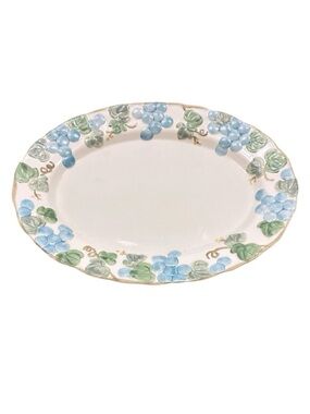 Metlox Poppytrail Vernon 14" Oval Serving Platter Sculptured Grape Made in USA